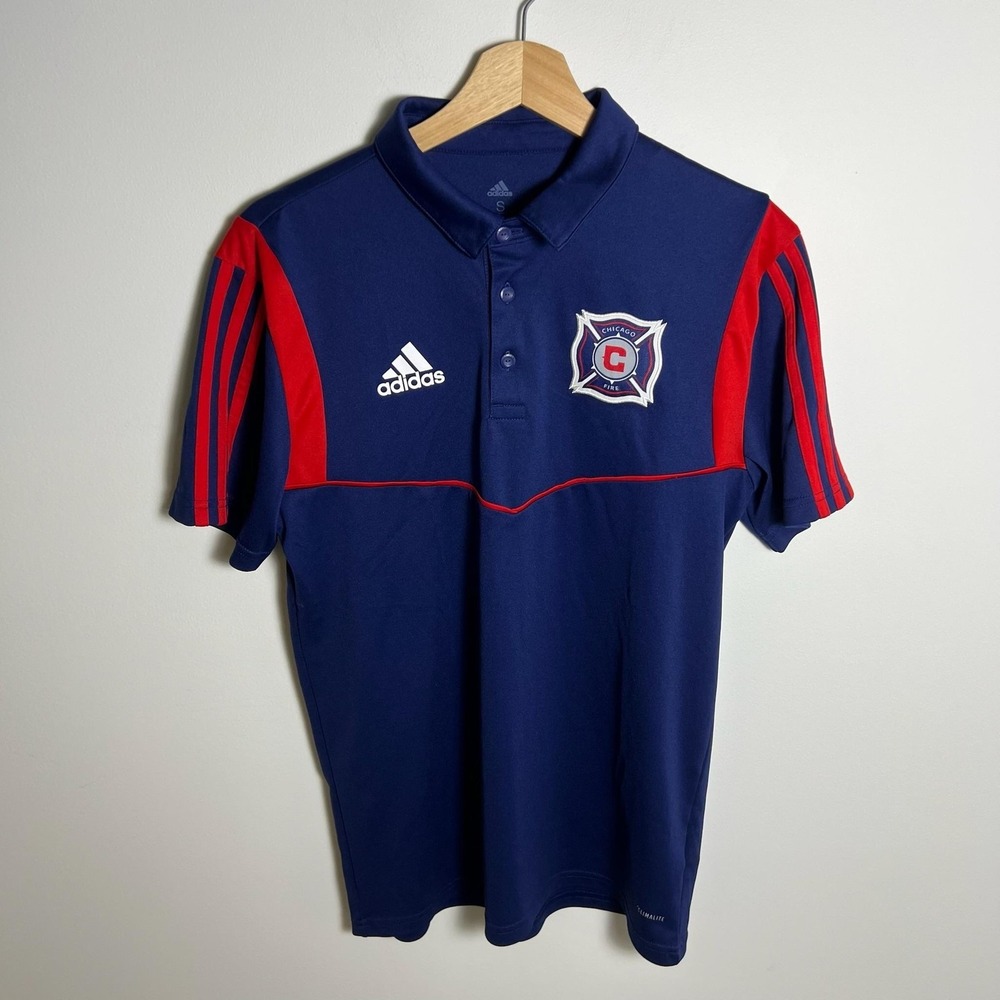 Chicago Fire FC Shirt Mens Small Blue MLS Soccer Adidas Climalite Polo